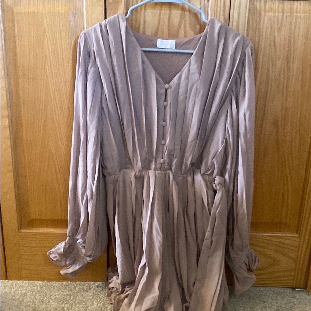 Elegant Taupe Long-Sleeve romper